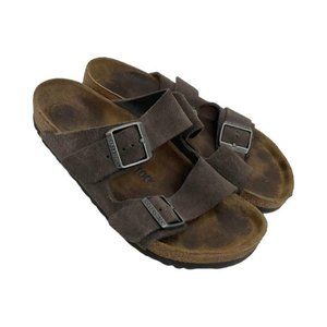 Birkenstock Arizona Size 39 US 8 Suede Leather Soft Footbed Slides Sandals Brown
